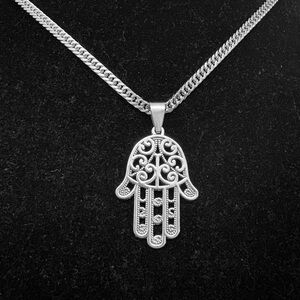 Unisex Large Hamsa Hand Chain Necklace